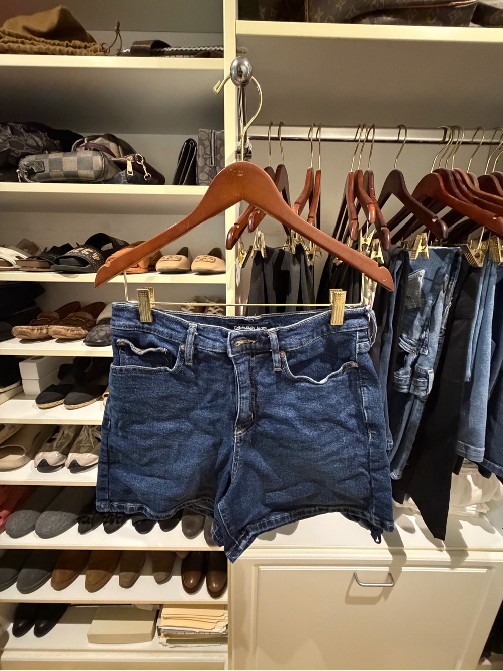 Women’s Calvin Klein Jeans Dark Blue Denim Cutoff Shorts, Size: 10